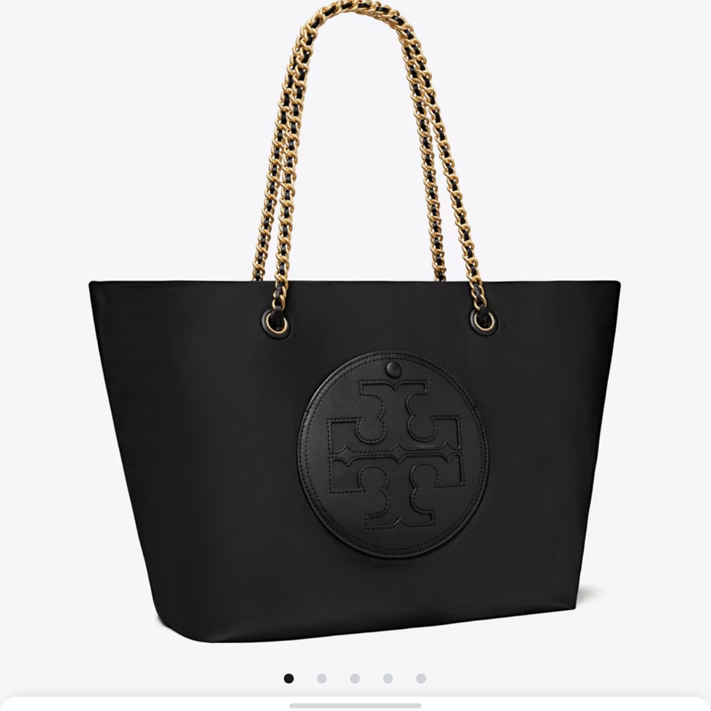 Tory Burch Black Tote With Gold Chain